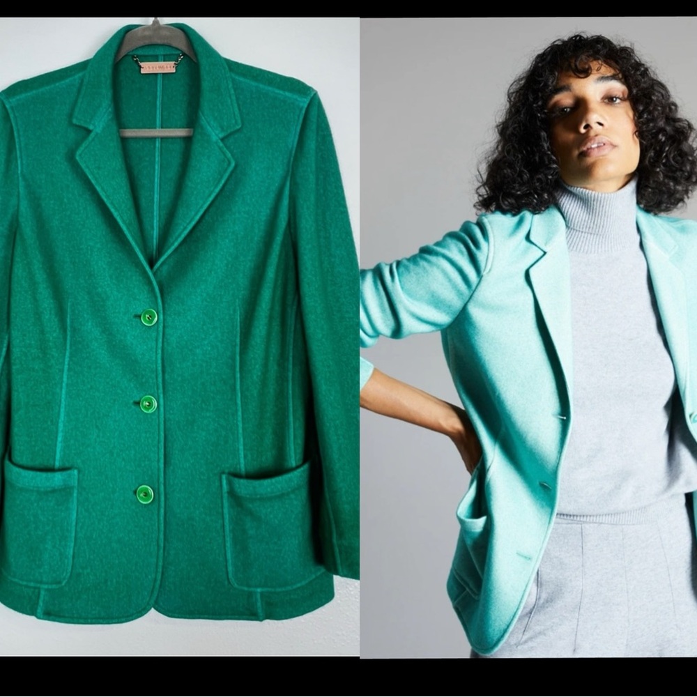 Lanifico Columbo | Green Kate The Original Cashmere Fleece Button Up Blazer 4